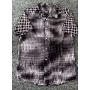Patagonia Men's Large Button Up Plaid Shirt Red Organic Cotton Gorpcore EUC‎